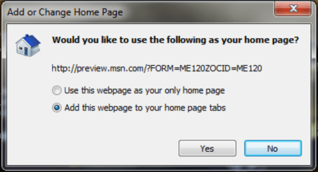 MSN Homepage Message