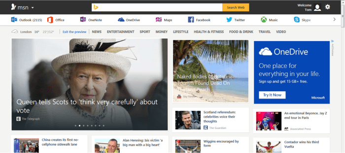 MSN Homepage Preview